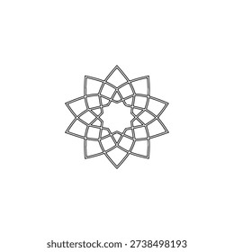 Intricate geometric star pattern with interwoven lines on a white background