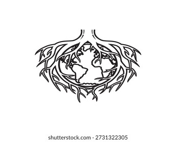 Intricate globe with abstract roots