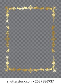 Intricate gold border divider for use in certificates, menus, or high-end packaging design. Vintage and royal style.

