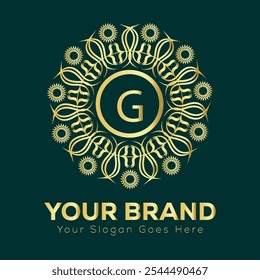 Intricate Gold Letter G Mandala Logo Design for Luxury Brand Identity and Elegant Business Branding