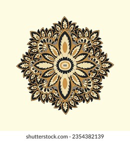 An intricate gold themed circular design on a neutral background