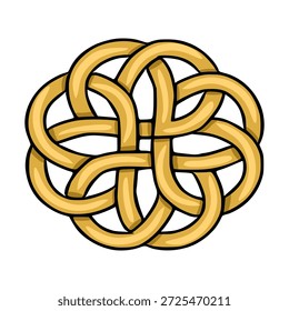 Intricate golden Celtic knot vector illustration, isolated on white background