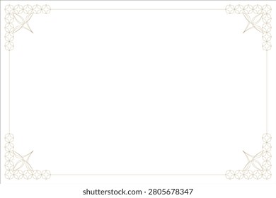 Intricate Golden Certificate Border Template with Geometric Diamond Pattern and Corners Ornament. 13A