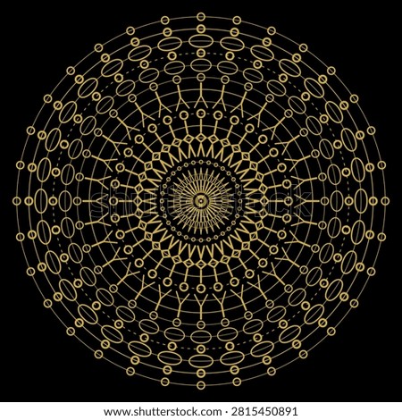 Intricate golden geometric mandala with interconnected circular and elliptical patterns golden mandala