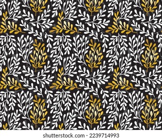 Intricate golden leaves pattern decorative drawing