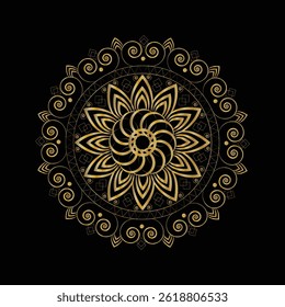 Intricate Golden Mandala Pattern  Decorative Floral Art for Wall and Prints

