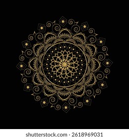 Intricate Golden Mandala Pattern  Decorative Floral Art for Wall and Prints

