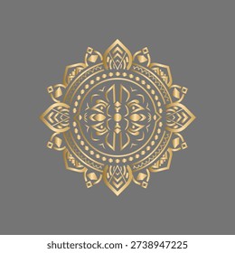 Intricate golden mandala vector design featuring symmetrical ornamental geometry inspired by Himalayan and South Asian spiritual art. Ideal for luxury branding, yoga studios, meditation themes, wedding invitations, packaging design, wall decor, textile prints, and premium decorative projects. High detail scalable vector suitable for professional commercial applications.
