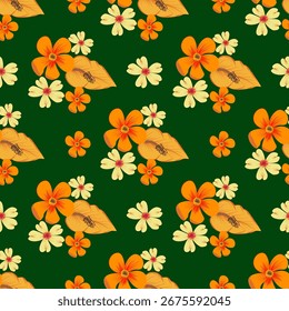 ​Un intrincado patrón floral verde sin costuras.