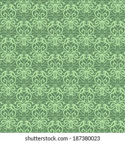 Intricate Green Luxury Seamless Pattern on Dark Background