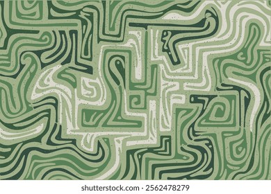 Intricate green maze pattern showcases swirling lines and organic shapes