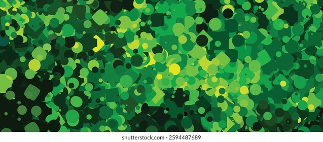 Intricate Green and Yellow Pixel Art Background with Geometric Blocks