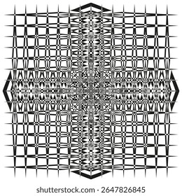 Padrão de grade intrincado. Estrutura linear abstrata. Design de matriz complexa. Ilustração visual vetorial.