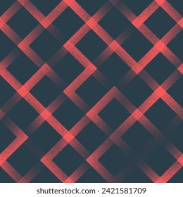 Intricate Grid Seamless Pattern Trend Vector Red Rhombus Abstract Background. Half Tone Art Illustration for Textile Print. Endless Graphic Repetitive Geometric Abstraction Wallpaper Dot Work Texture