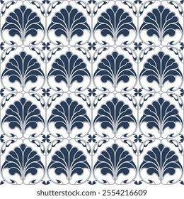 Intricate Hand Drawn Azulejos Ceramic Tiles Collection  Traditional Blue Floral  Geometric Patterns with Seamless Vectors for Timeless, Unique and Elegant Decorative Backgrounds.