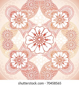 Intricate hand drawn henna pattern.