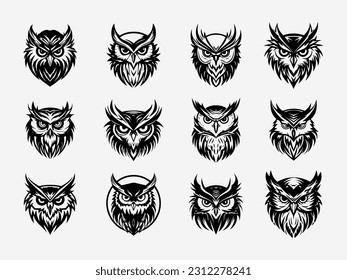 Intricate hand drawn owl logo design illustration, symbolizing wisdom, mystery, and a touch of whimsy