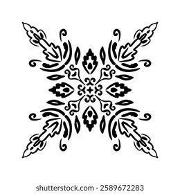 Intricate hand drawn vector tile pattern featuring ornate floral designs and elegant curves vector illustration