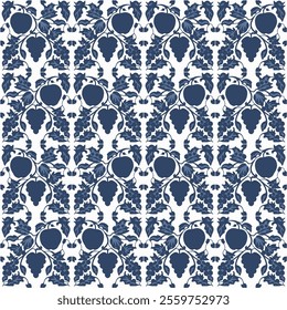 Intricate Hand-Drawn Azulejos Tiles Featuring Traditional Blue Floral Geometric Patterns in Seamless Vectors for Timeless, Elegant, and Unique Decorative Backgrounds.