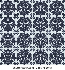 Intricate Hand-Drawn Azulejos Tiles Featuring Traditional Blue Floral Geometric Patterns in Seamless Vectors for Timeless, Elegant, and Unique Decorative Backgrounds.