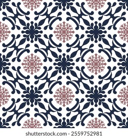 Intricate Hand-Drawn Azulejos Tiles Featuring Traditional Blue Floral Geometric Patterns in Seamless Vectors for Timeless, Elegant, and Unique Decorative Backgrounds.