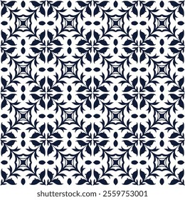 Intricate Hand-Drawn Azulejos Tiles Featuring Traditional Blue Floral Geometric Patterns in Seamless Vectors for Timeless, Elegant, and Unique Decorative Backgrounds.