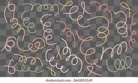 Intricate hand-drawn doodles feature colorful swirls and loops, emphasizing creativity and playfulness. Perfect for design applications or artistic projects needing a whimsical touch