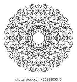 Intricate Hand-drawn mandala vector illustration Perfect for adult coloring pages,spiritual, boho, yoga, zen, mehndi, ornament, floral, ethnic, meditation, indian, geometric, pattern, harmony