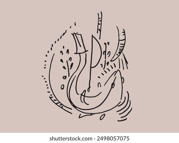 Intricate hand-drawn music pattern for packaging. Combines detailed musical notes and instruments, perfect for adding an artistic touch to your product packaging and promotional J