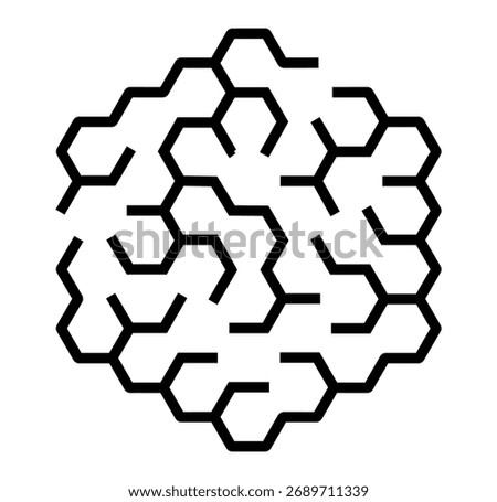 Intricate hexagonal maze puzzle design, perfect for engaging brain teasers and game challenges.