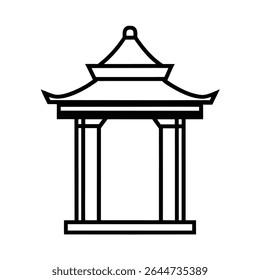 Intricate illustration of a traditional Asian temple lantern gate, perfect for banners, advertisements, or cultural designs. The design features detailed architectural elements and rich color.