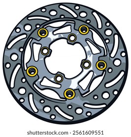 Intricate illustration of a ventilated brake disc, showcasing high-performance automotive engineering and precision craftsmanship for vehicle enthusiasts