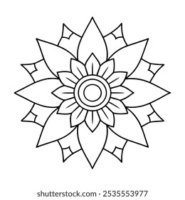 Intricate Indian Mandala Flower Line Art Perfect for Coloring Pages and Relaxation