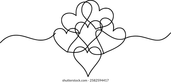 Intricate Interconnected Heart Line Art Design