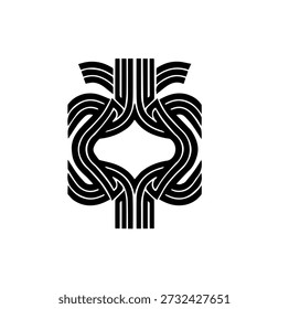Monograma de logotipo entretejido intrincado, diseño inspirado en nudo celta, carta personalizada GMB, emblema abstracto moderno, marca comercial simétrica, Ilustración vectorial.