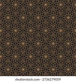 Intricate Islamic Geometric Pattern in Gold on Black
