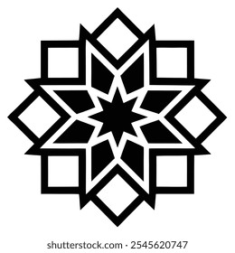 Intricate Islamic geometric pattern with symmetrical ornamentation, perfect for home decor, Ramadan cards, textiles, and digital designs. This scalable vector is ideal for both web and print use.