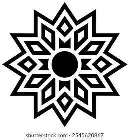 Intricate Islamic geometric pattern with symmetrical ornamentation, perfect for home decor, Ramadan cards, textiles, and digital designs. This scalable vector is ideal for both web and print use.