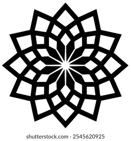Intricate Islamic geometric pattern with symmetrical ornamentation, perfect for home decor, Ramadan cards, textiles, and digital designs. This scalable vector is ideal for both web and print use.