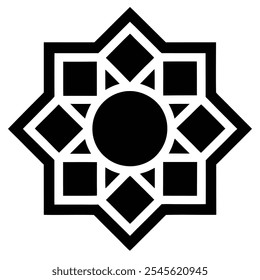 Padrão geométrico islâmico intrincado com ornamentação simétrica, perfeito para decoração doméstica, cartões do Ramadã, têxteis e desenhos digitais. Esse vetor escalável é ideal para uso na Web e em impressão.
