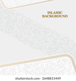 Intricate Islamic geometric patterns and calligraphy create a rich cultural background design.