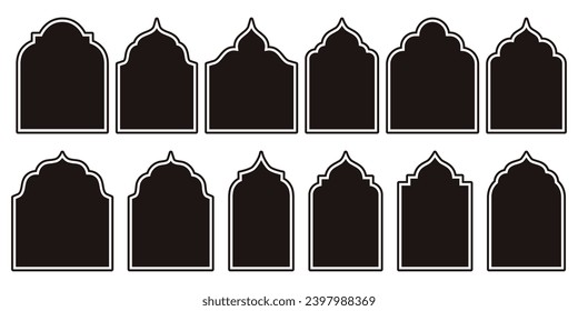 Intricate Islamic Windows and Arches Illustrations with a Modern Boho Twist. Ideal for Ramadan and Eid Mubarak Vector Celebrations.