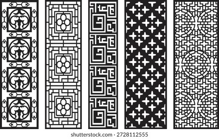Komplizierte und Jali-Muster mit geometrischen und floralen