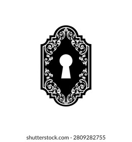 Intricate keyhole with ornamental border