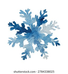 Intricate large blue snowflake ice crystal