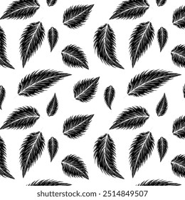 Intricate Leaf Black Vector Pattern