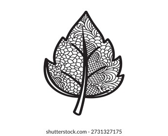 Intricate leaf pattern illustration line art