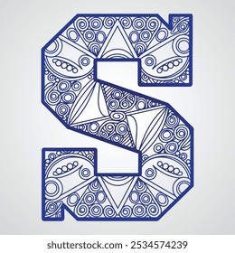 Intricate letter S design with floral and patterns