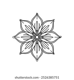 Design de Mandala de flor de lírio intrincado para livros de colorir adultos, alívio do estresse e atividades de terapia de relaxamento