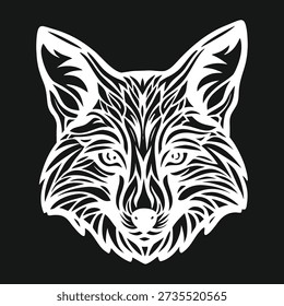 Intricate Line Art Fox Head Illustration - Stylish Wildlife Design for Modern Decor and Graphic Projects